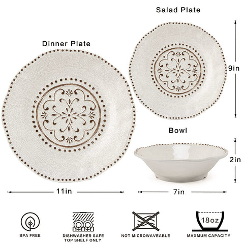 (12 Piece) Service for 4 Ivory Dinnerware Set