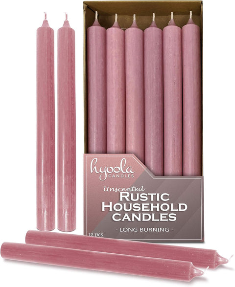 (12 Pack) 10 Inch Rose Pink Rustic Candle Sticks