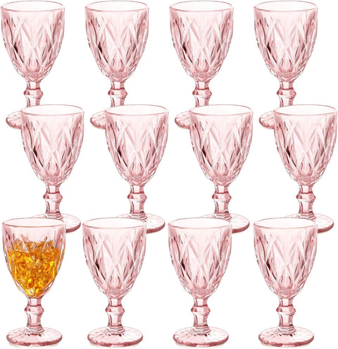 12 Pack Glass Goblet Vintage Glassware 10 oz - Elegant Wedding Accents