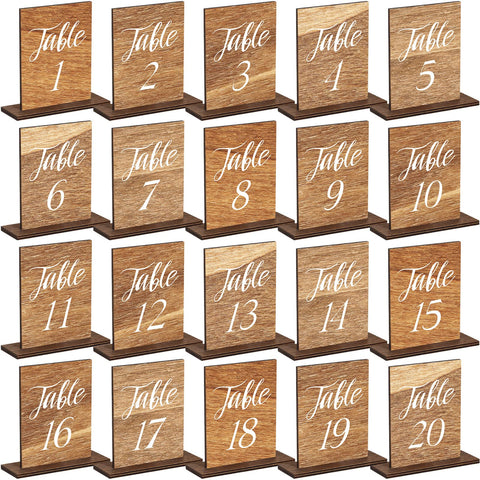 20 Pcs Wedding Wooden Table Numbers