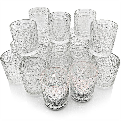 24 Glass Tealight Candle Holders - Elegant Wedding Accents
